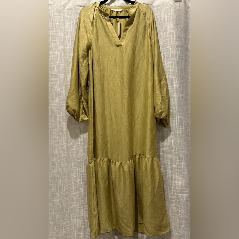 NWT Nordstrom LUSH Avacodo Maxi Dress Long Sleeve Womens XL Peasant Cottage Boho